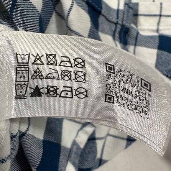Zara Boys Navy and White Checkered Long Sleeve Flannel Shirt. - Picture 3 of 8